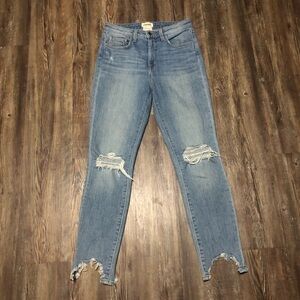 L'Ageence High Line Jeans Women's 25 Distressed Cropped Frayed Hem Curvy Denim